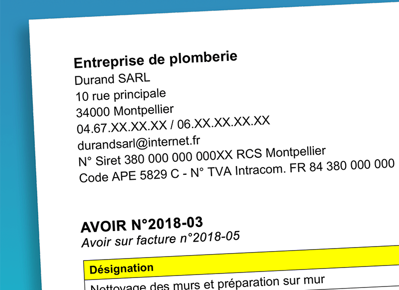 La facture d’avoir